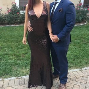 Formal PROM Brown sequins mermaid gown dress